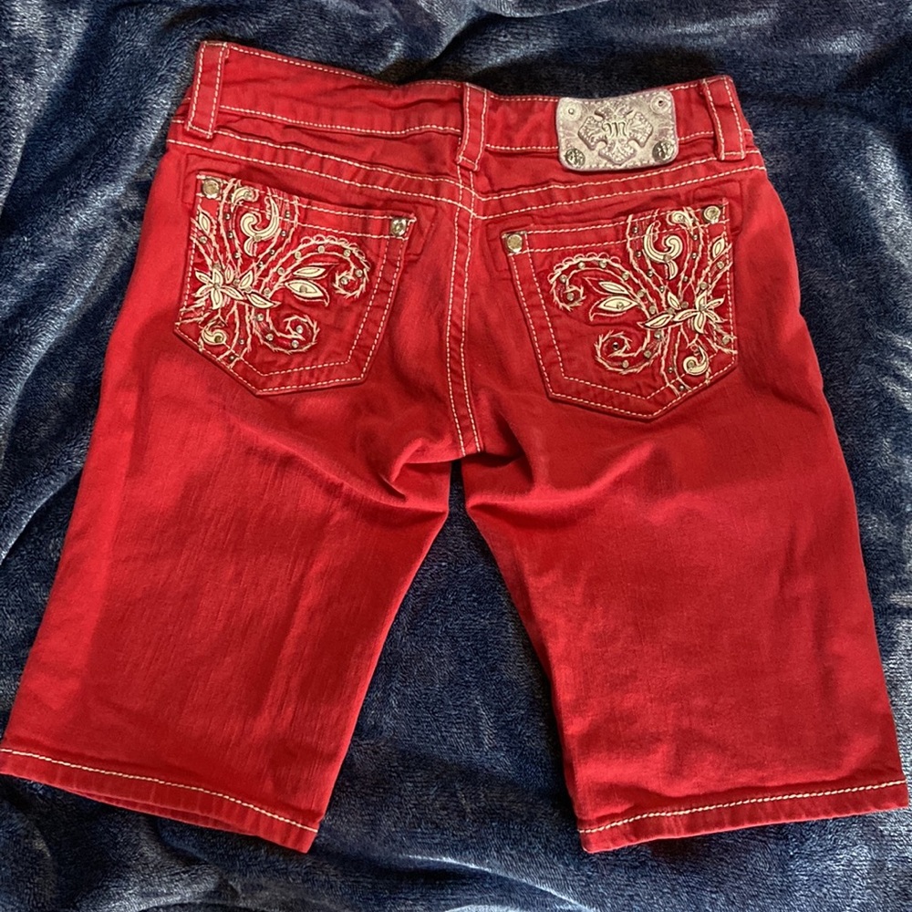 Miss Me brand, Size 27, red jean shorts